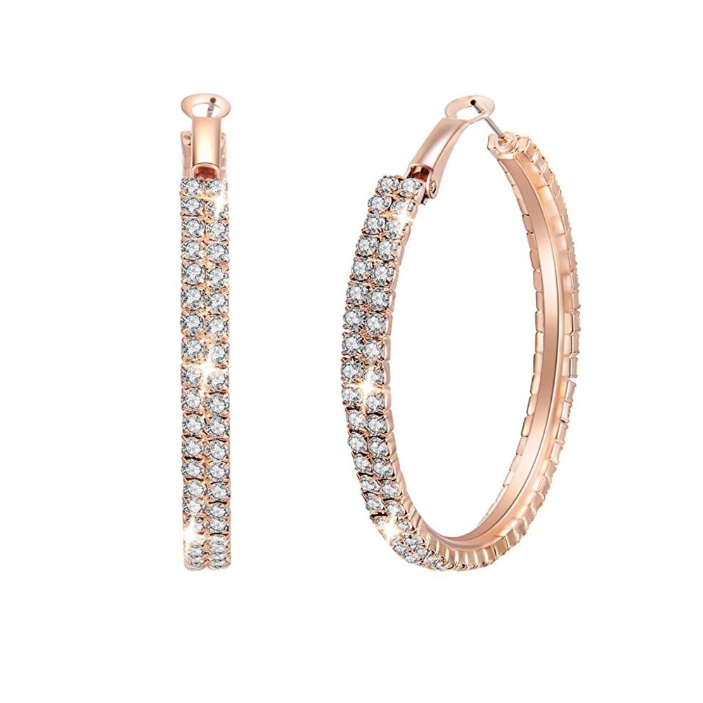 Rose Gold-tone Alloy Rhinestone Earrings